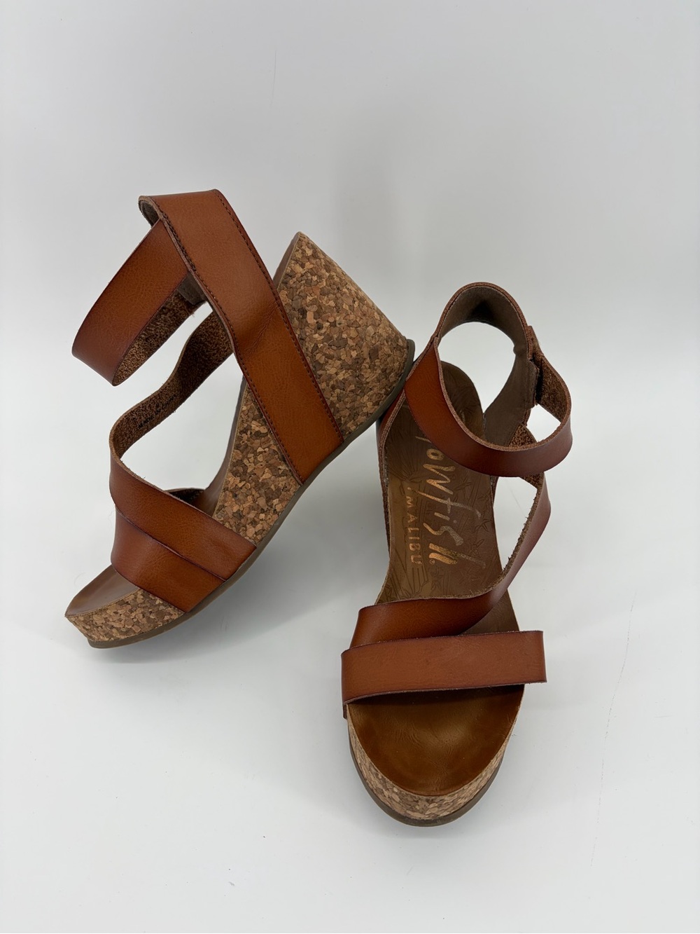 Blowfish Malibu Women’s Vegan Leather Strappy Boho Wedges Size 9 - Picture 6 of 9